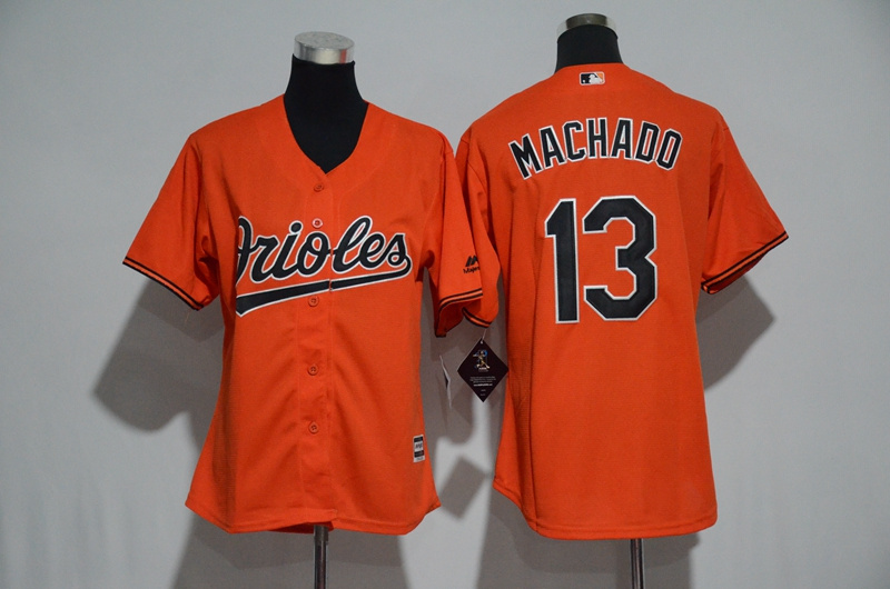 Womens 2017 MLB Baltimore Orioles #13 Machado Orange Jerseys->women mlb jersey->Women Jersey